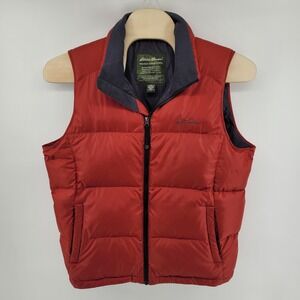 Eddie Bauer Mens Premium Goose Down Puffer Vest Size Large Red Lightweight Warm